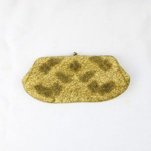 Vintage Walborg Beaded Purse Gold Art Deco Kiss Clasp Evening Bag Japan PU39